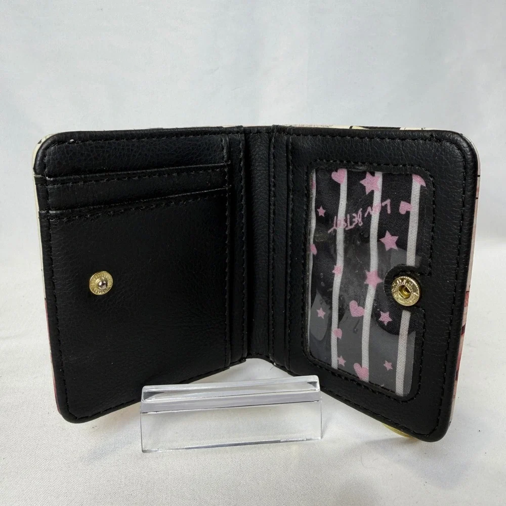 Luv Betsey Bifold Wallet Womens Small Pink Butterfly Floral Collage Smile XOXO